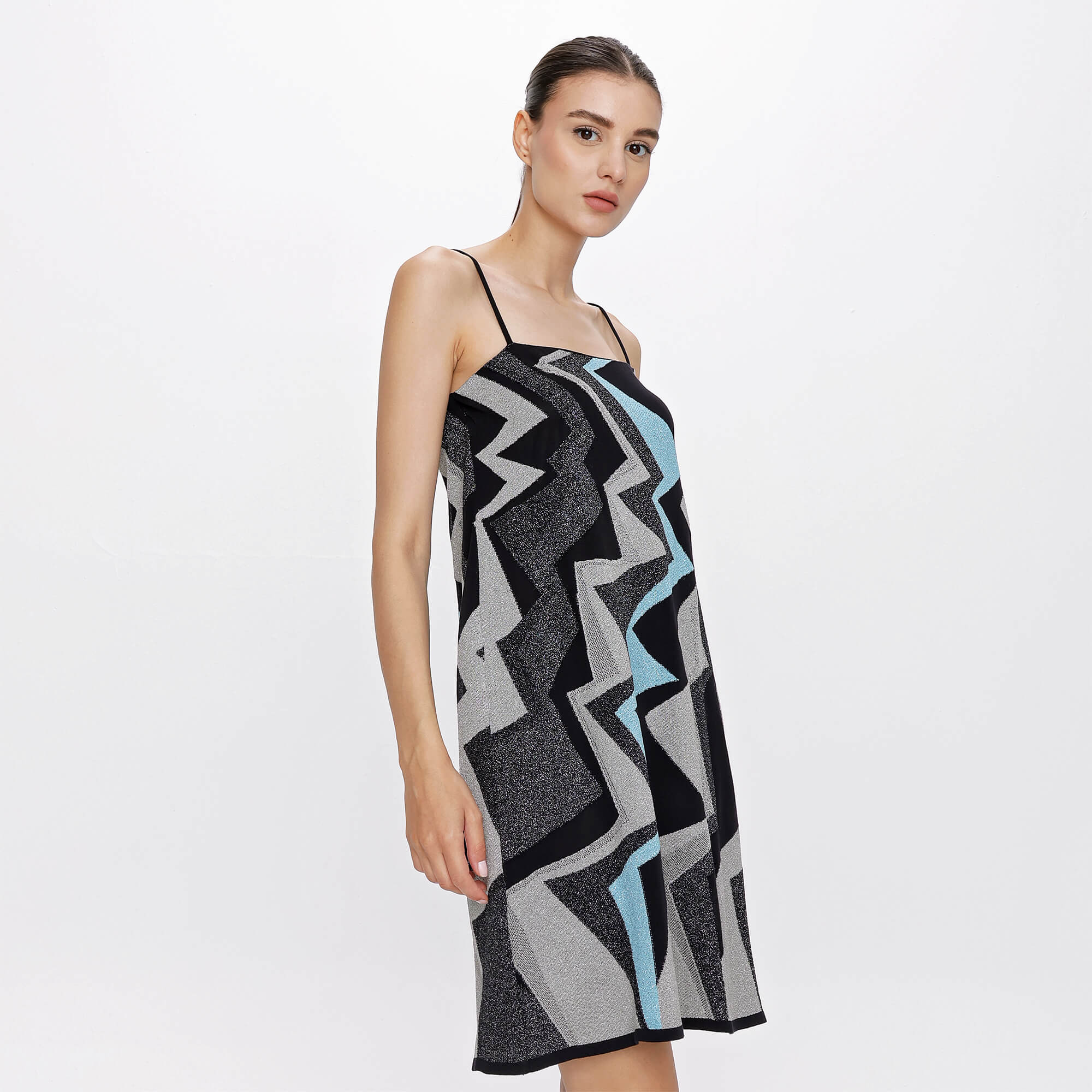 Missoni - Blue&Black  Metallised Fabric Sleeveless Dress